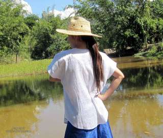 Textured Thai Silk Short Sleeve Womens Shirt in White size XXL  