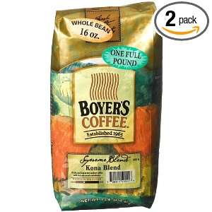 Boyers Coffee Kona Blend, 16 Ounce Bags Grocery & Gourmet Food