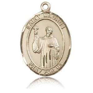  14kt Yellow Gold 1in St Maurus Medal Jewelry