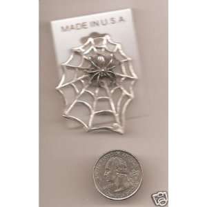 Halloween Spider Web Silver Pin Cobweb