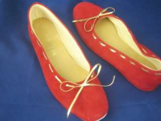 oomphies Spain Red Suede NEW Handmade Slippers 8/8.5  