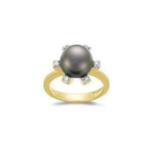 Tahitian Pearl Ring   0.14 Ct Diamond & Tahitian Pearl Ring in 14K 