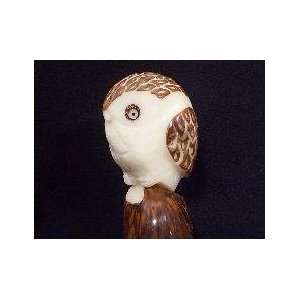 Ivory Owl Dark Tagua Nut Figurine Carving, 3.2 x 1.6 x 1.2  