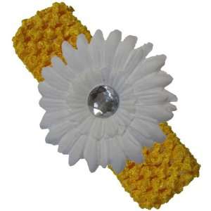 Burnt Orange Crochet Headband with a White Daisy Flower 