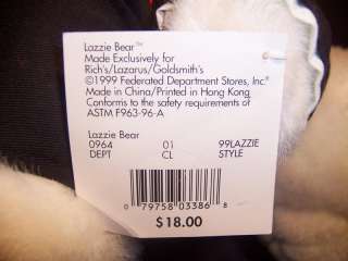 Lazzie Bear Federated Dept. Stores Plush Determined Toy  