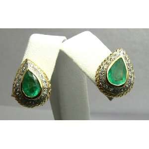  Custom Made Colombian Emerald & Diamond Earrings 