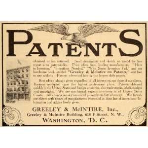  1911 Ad Patents Greeley & McIntire Building Washington 