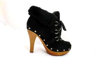   Guess Short Boots By Marciano Bountiful Black Suede & Faux Fur Size 6