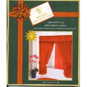 Red Ruffled Double Sway Fabric Shower Curtain 