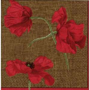   Dancing Poppies Paper Lunch Napkins, 20 Count, Brown