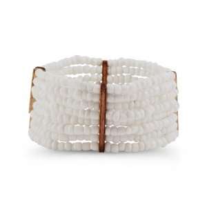  New Womens White Synthetic Beads Wood Stretch Bracelet Jewelry