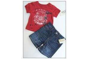 NEW My First Guess Baby Boys 2 Piece Denim Short and T Shirt and Top 