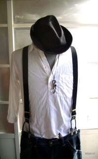 Vintage Braces Suspenders, Brass/ Leather Black (apc)  