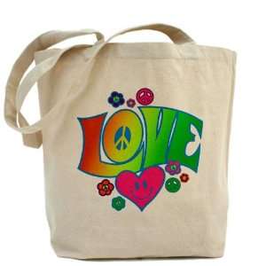  Tote Bag Love Peace Symbols Hearts and Flowers Everything 
