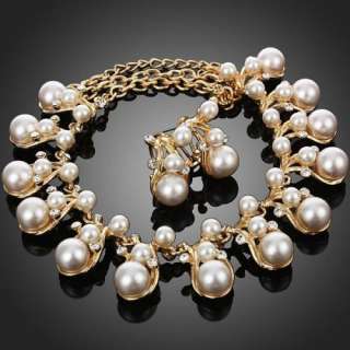   Rhinestone Necklace Earrings Set Swarovski Crystal 18k Gold GP  
