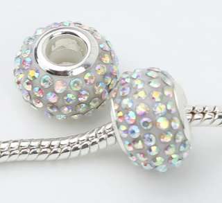 2pcs AB white Swarovski Crystal Beads fit bracelet  