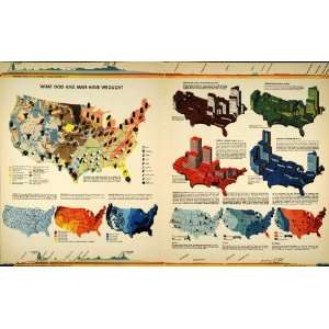  1940 Print Map United States Agriculture Mineral Income 