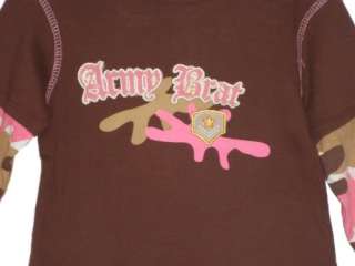 New Girls Army Brat Brown with Pink Camo @B Real Top Shirt 100% Cotton 