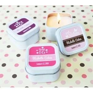 Sweet Sixteen (or 15) Square Candle Tins   Baby Shower Gifts & Wedding 