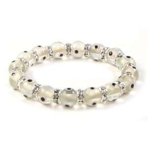 Bling Jewelry 10mm Glass Eye Beads Translucent Clear White Swarovski 