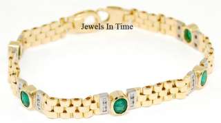 Bracelet Ladies 18k Yellow Gold Emerald & Diamond  