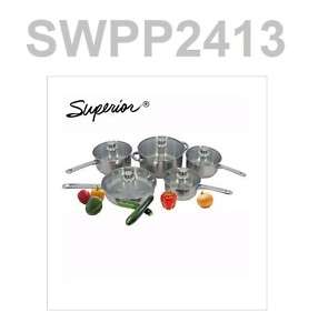 Superior Stainless Steel 10 Piece 5 Pots & Pans/5 Lids  