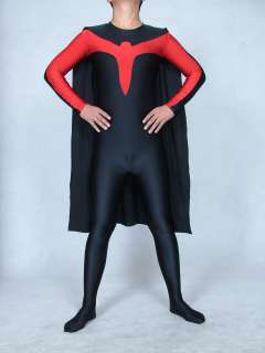   zentai spandex superhero costume red night wing with cape S XXL  