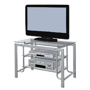  Tempered Glass and steel TV Stand (34W x 20D x 23H 