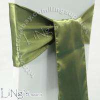   Green Olivine Satin Chair Cover Sash Bow Wedding Party Banquet  