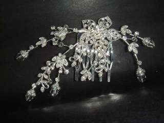 Bridal Crystal Rhinestone Headpiece Flower Hair tiara Comb RB256 