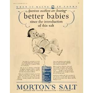  1928 Ad Morton Iodized Refined Salt Condiment Baby 