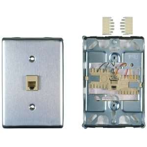   , Modular Jack Assembly Wall Telephone Outlet Jack, Stainless Steel