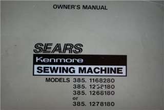 Kenmore 385.1258180 Sewing Machine Instruction Manual On CD