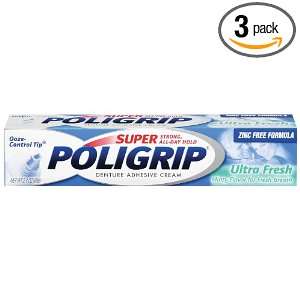  Super Poligrip Ultra Fresh, 2.4 Ounce Packages (Pack of 3 