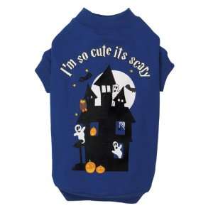  So Cute Its Scary Print Dog Tee, X Small, 10 Inch, Blue