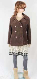 Brown Fine Corduroy Jacket size M Free People Double Breasted Lined 