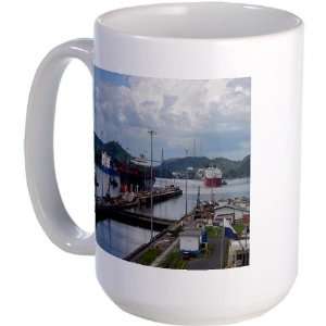  Panama Miraflores Locks at t Boat Large Mug by  