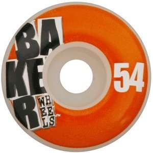  Baker Team Stacked Orange Logo 54mm Skateboard Wheels (Set 