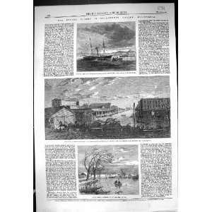  1862 Floods Sacramento California America Revenue Steamer 