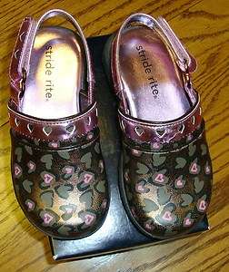 NEW STRIDE RITE TODDLER GIRLS CLOG LEOPARD PINK SHOES 8M  