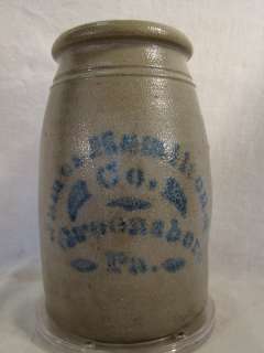 19thC JAMES HAMILTON Antique COBALT Blue PA Stoneware POTTERY Wax Seal 