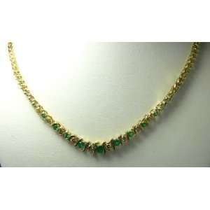  Stunner Colombian Emerald & Diamond Riveria Necklace 