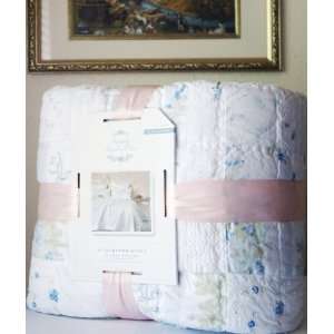   French Country Vintage (Size 86 X 92) 100 % COTTON LIGHT BLUE