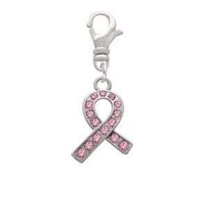   Pink Swarovski Crystal Ribbon Clip On Charm Arts, Crafts & Sewing