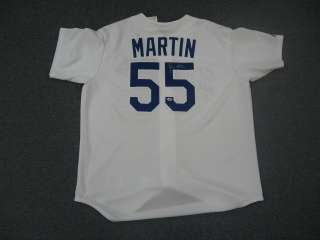 Russell Martin Autographed Los Angeles Dodgers Majestic Jersey. The 