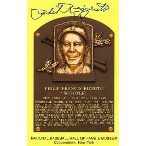  Phll Rizzuto Autographed Baseball HOF Plaque Sports 