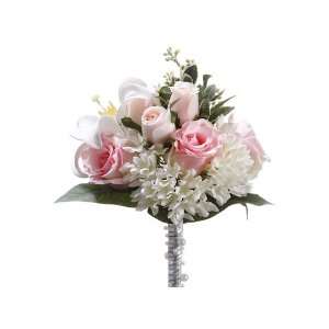  11 Stephanotis/Rose/Easter Lily Bouquet Cream Pink (Pack 