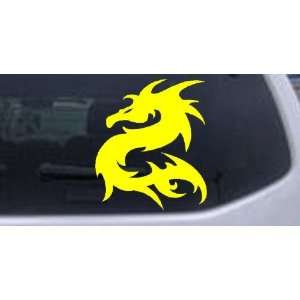 Tribal Dragon Car Window Wall Laptop Decal Sticker    Yellow 6in X 7in