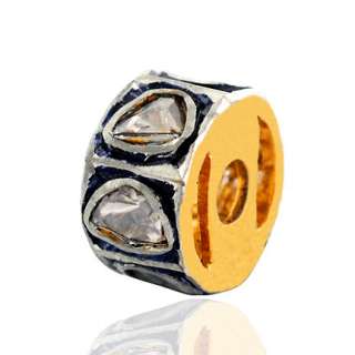 Diamond Finding 925 Sterling Silver Rondelle Spacers Bead Gold Plated 