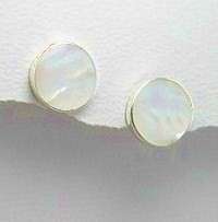   of Pearl White 925 Sterling Silver Button Earrings Post Back  